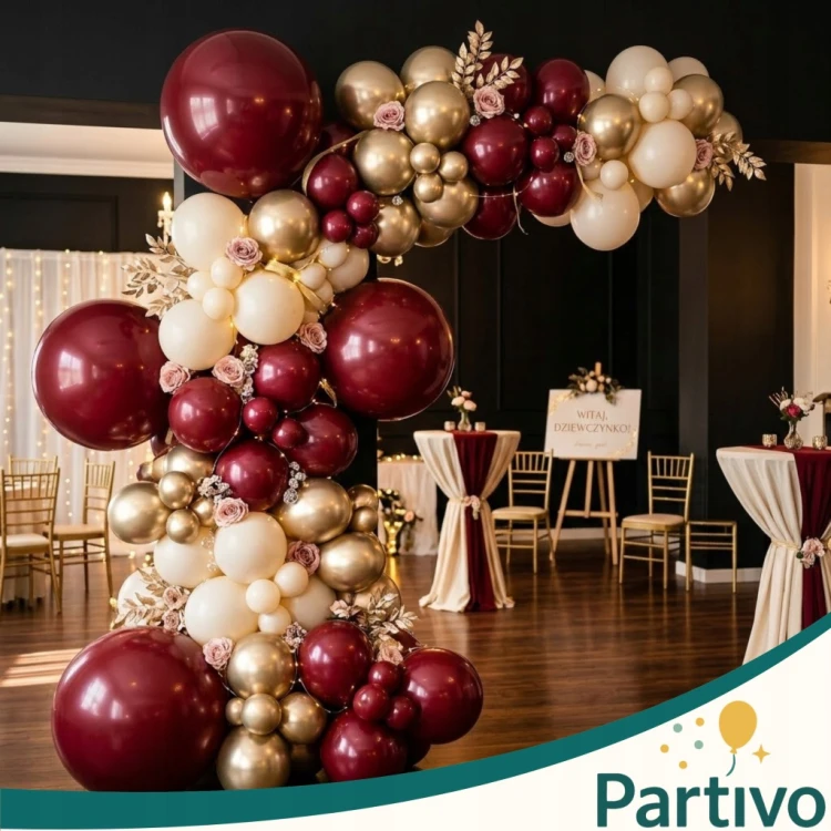 Balony BORDOWE WINE RED Matowe 45cm URODZINOWE Duże Gigant 10 Szt XXL