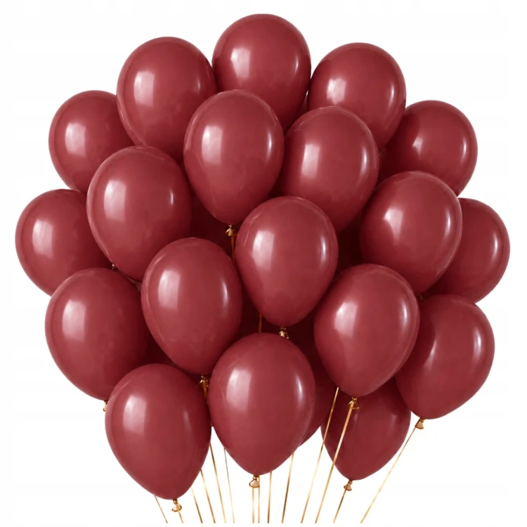 Balony BORDOWE Ciemny Czerwony Matowe Duże 30cm Urodzinowe Dekoracje 50szt