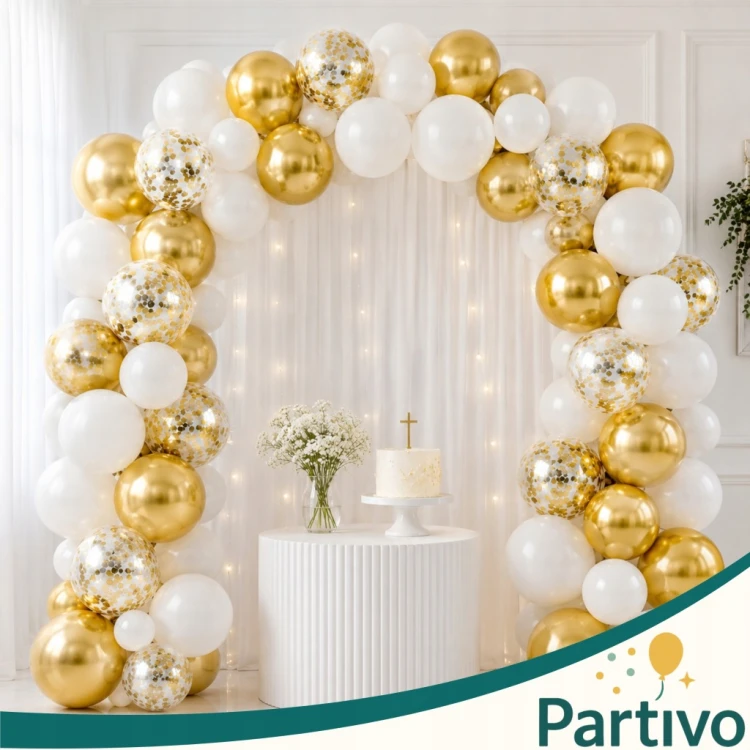 Balony Złote Urodzinowe z Konfetti Chromowane 24 sztuk Ślub i Wesele 30 CM