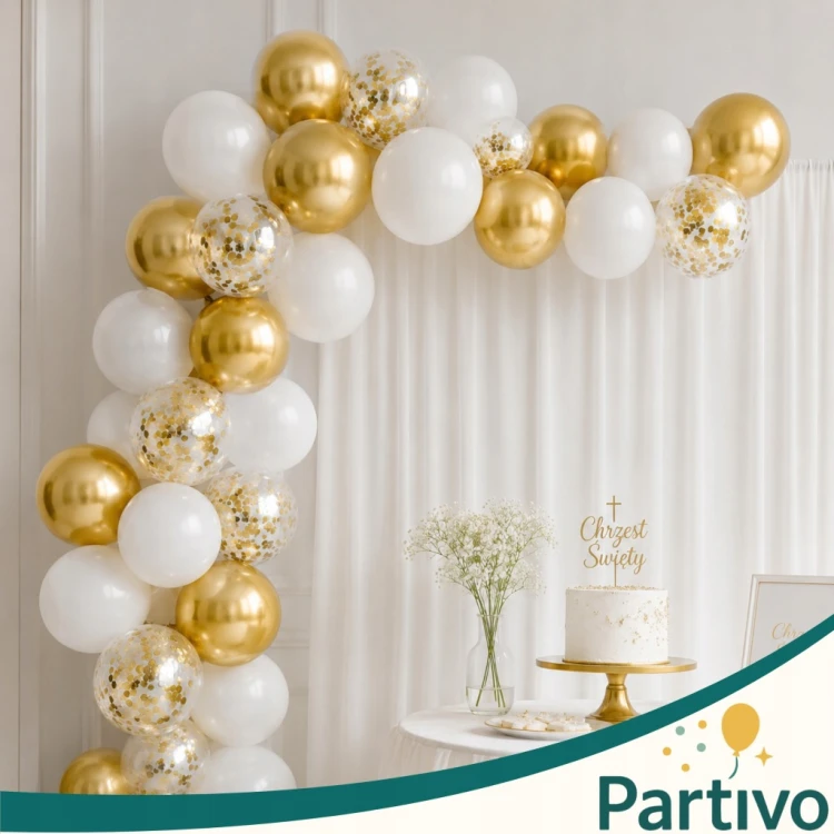 Balony Złote Urodzinowe z Konfetti Chromowane 24 sztuk Ślub i Wesele 30 CM
