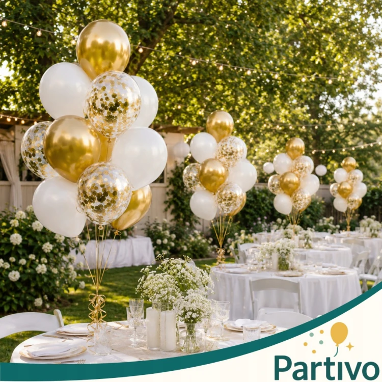 Balony Złote Urodzinowe z Konfetti Chromowane 24 sztuk Ślub i Wesele 30 CM