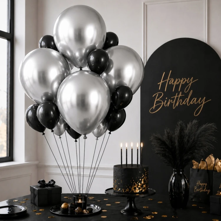 Balony Srebrne CHROMOWANE 45cm URODZINOWE Na Urodziny Duże Gigant 10 Sztuk