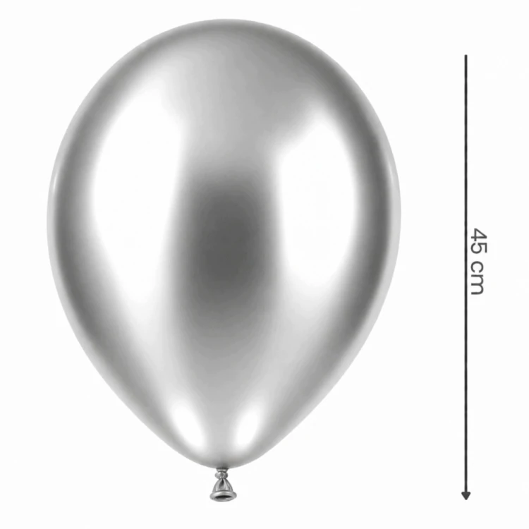 Balony Srebrne CHROMOWANE 45cm URODZINOWE Na Urodziny Duże Gigant 10 Sztuk
