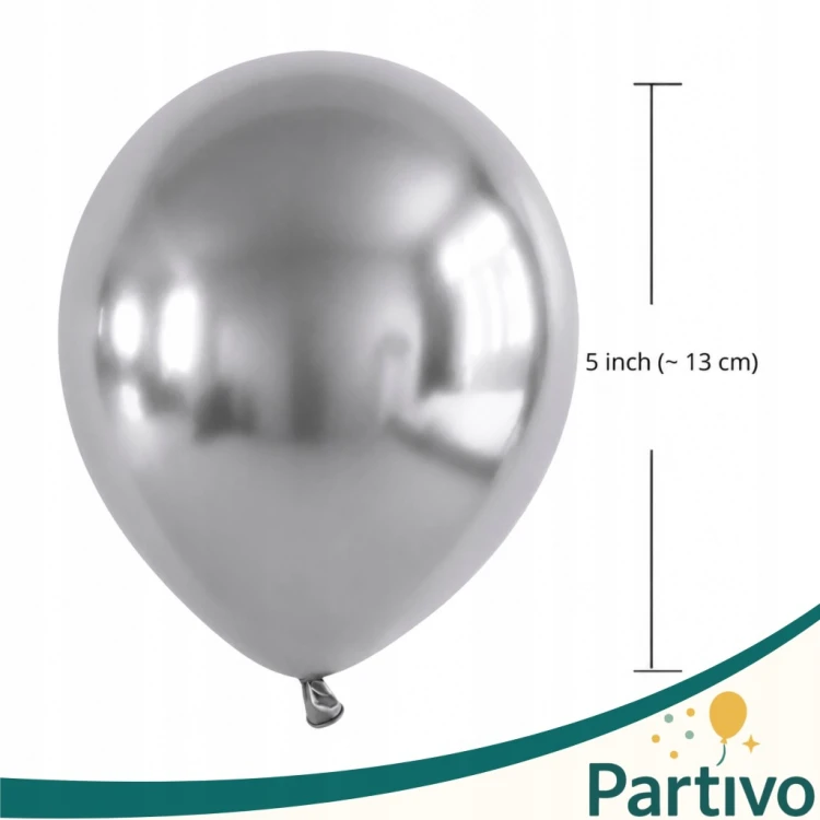 Balony SREBRNE Chrom MINI MAŁE 13cm WESELE i Ślub 50szt ZESTAW DO GIRLANDY