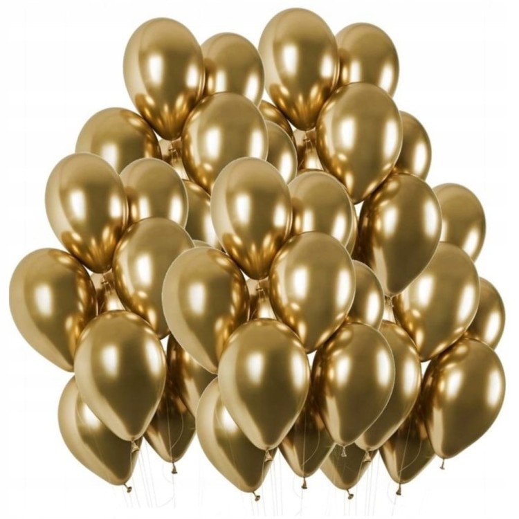 Zestaw 50 złotych balonów lateksowych o chromowanym wykończeniu