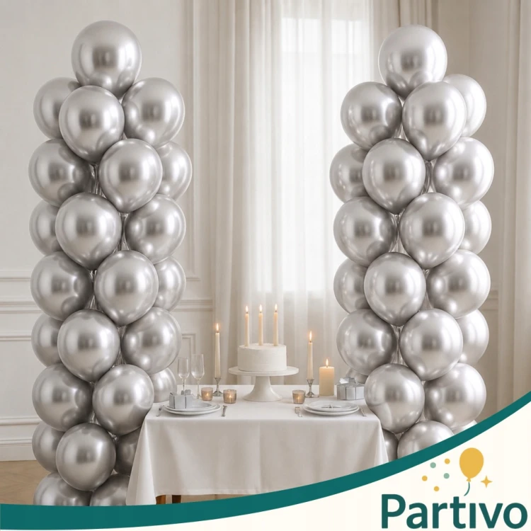 Balony SREBRNE metaliczne chrom 26cm 50szt na wesele ślub urodziny 10 cali