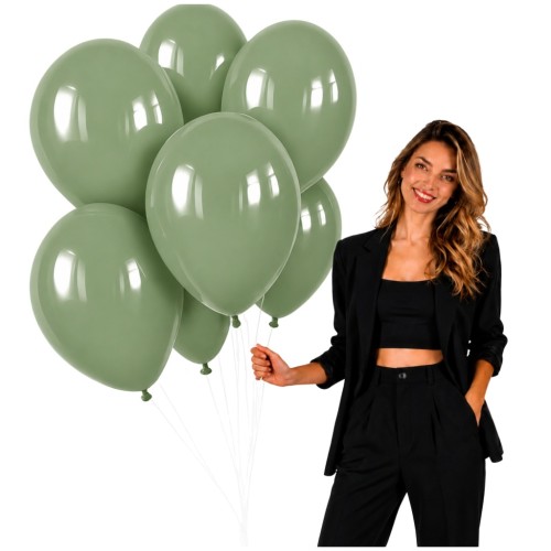 Balony EUKALIPTUS Matowe 45cm URODZINOWE Na Urodziny Duże Gigant 10 Szt XXL