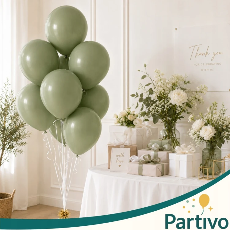 Balony EUKALIPTUS Matowe 45cm URODZINOWE Na Urodziny Duże Gigant 10 Szt XXL