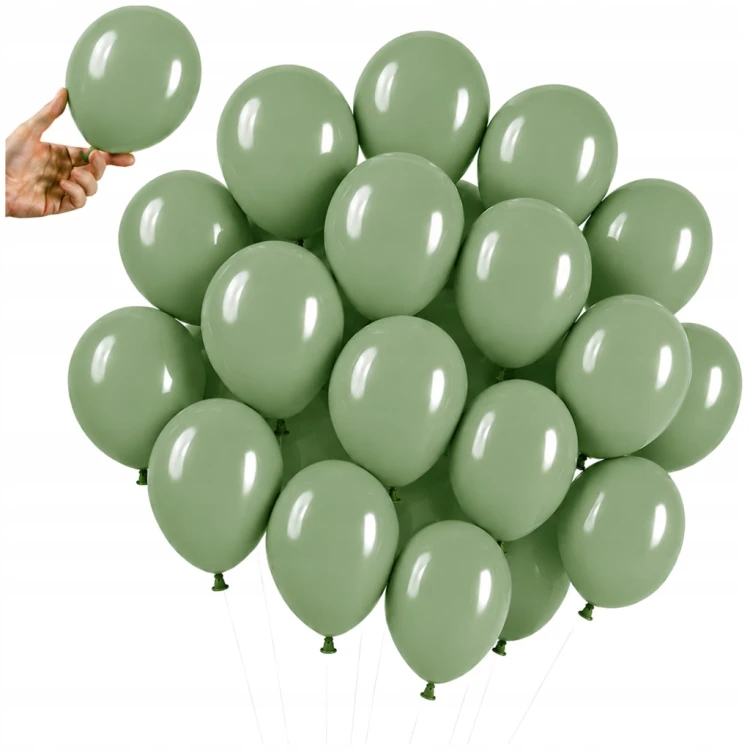 Balony Eukaliptus Matowe MINI MAŁE 13cm Zielone 50szt ZESTAW DO GIRLANDY