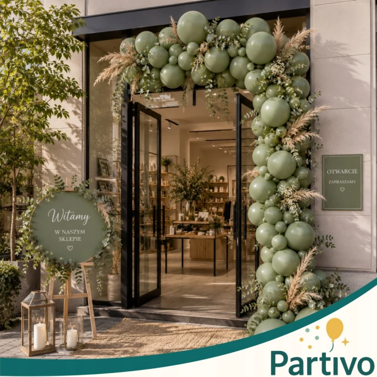 Balony Eukaliptus Matowe MINI MAŁE 13cm Zielone 50szt ZESTAW DO GIRLANDY