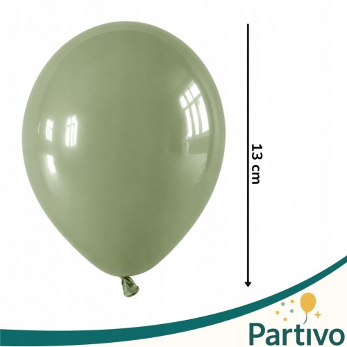 Balony Eukaliptus Matowe MINI MAŁE 13cm Zielone 50szt ZESTAW DO GIRLANDY