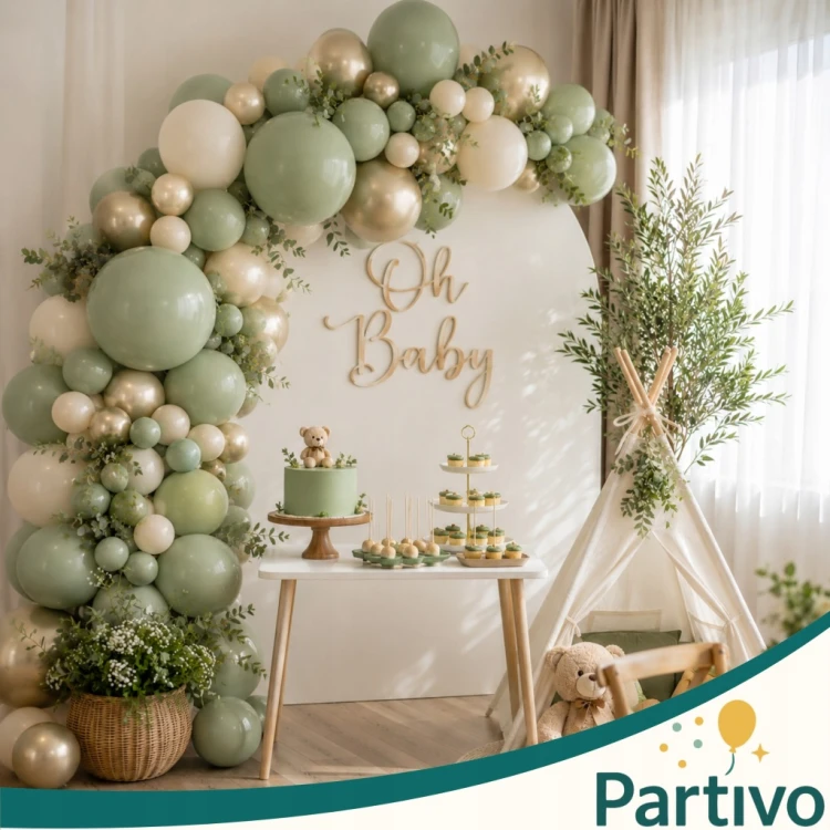Balony Eukaliptus Matowe MINI MAŁE 13cm Zielone 50szt ZESTAW DO GIRLANDY