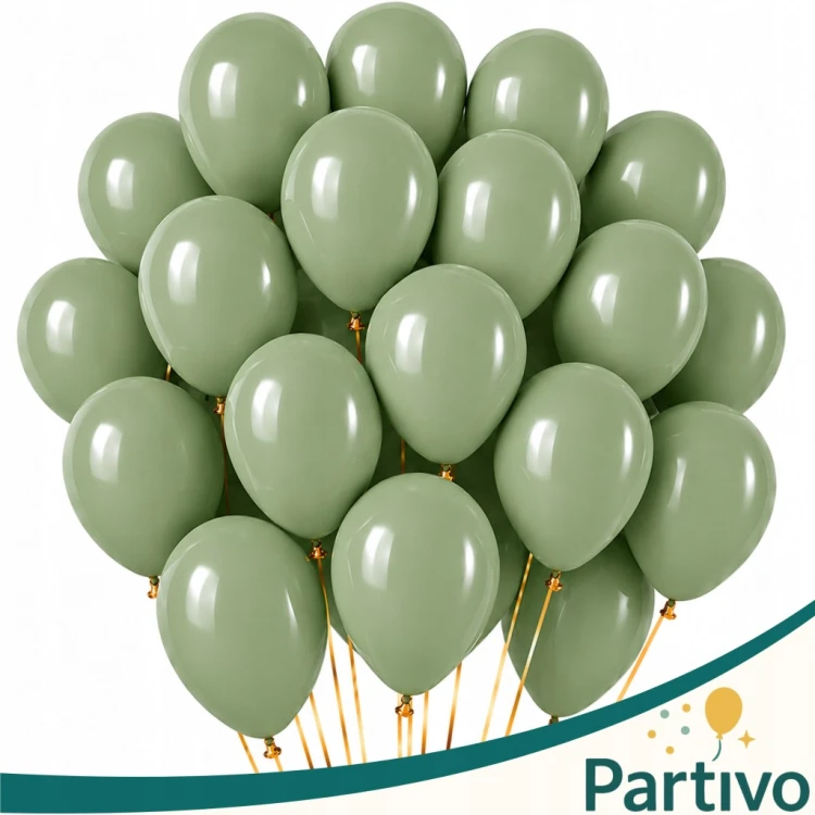 Balony Eukaliptus Matowe MINI MAŁE 13cm Zielone 50szt ZESTAW DO GIRLANDY