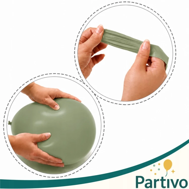 Balony Eukaliptus Matowe MINI MAŁE 13cm Zielone 50szt ZESTAW DO GIRLANDY