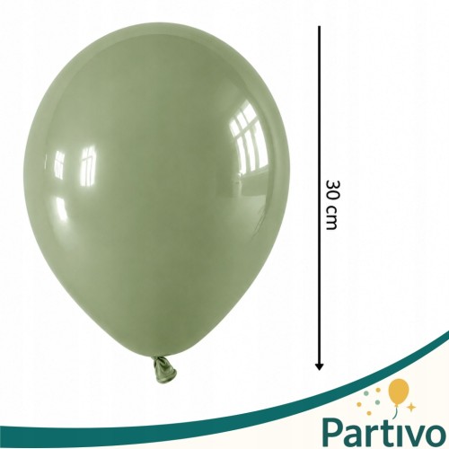 Balony Eukaliptus Matowe Zielone Duże 30cm Chrzest Boho Ślub Wesele 50szt