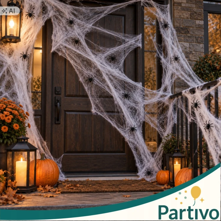 Pajęczyna Sieć Biała Ozdoba DEKORACJA NA HALLOWEEN 20 SZT PAJĄKÓW 100 GRAM