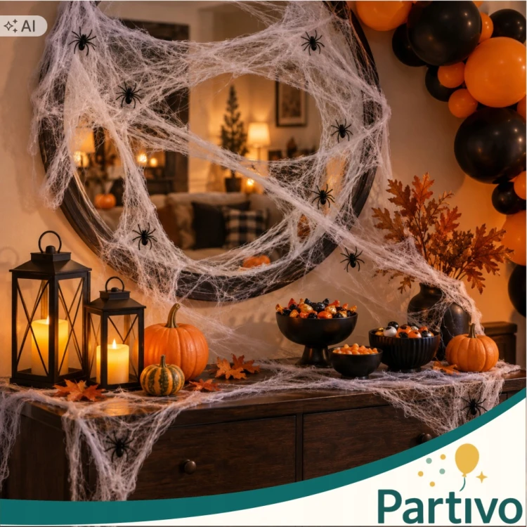 Pajęczyna Sieć Biała Ozdoba DEKORACJA NA HALLOWEEN 20 SZT PAJĄKÓW 100 GRAM