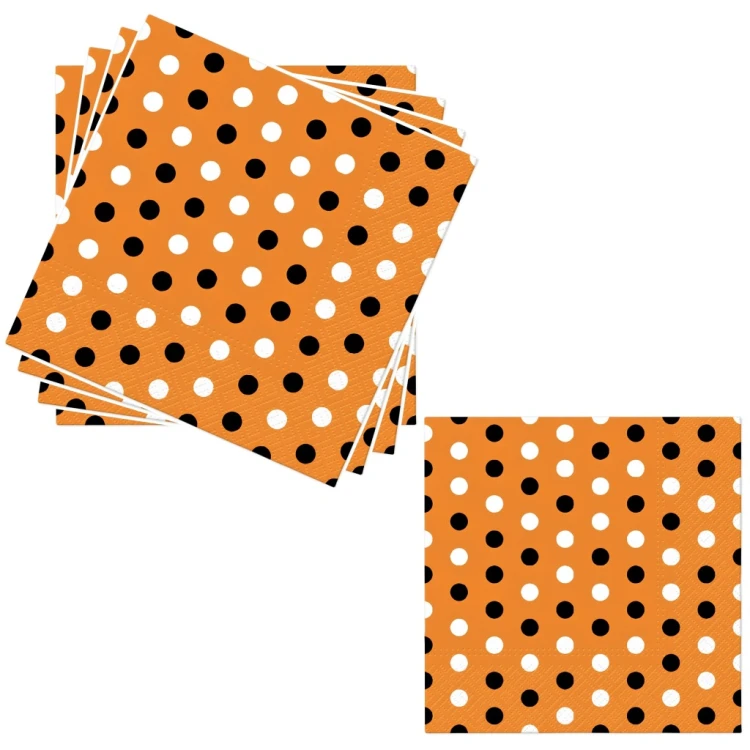 SERWETKI papierowe POMARAŃCZOWE w Kropki 20 sztuk 33 x 33 cm HALLOWEEN