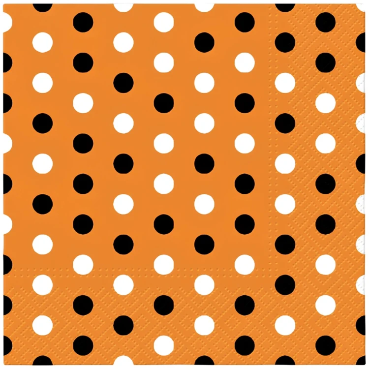 SERWETKI papierowe POMARAŃCZOWE w Kropki 20 sztuk 33 x 33 cm HALLOWEEN