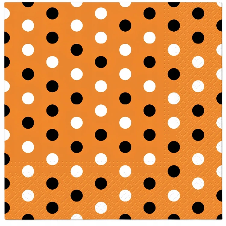 SERWETKI papierowe POMARAŃCZOWE w Kropki 20 sztuk 33 x 33 cm HALLOWEEN