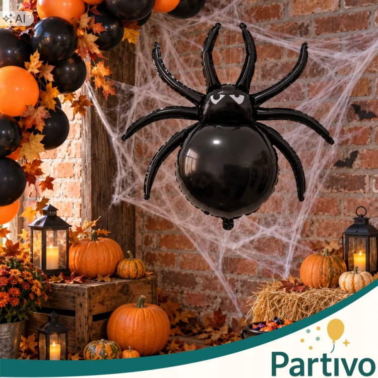 Balon Foliowy PAJĄK Czarny Duży Na Halloween OGROMNY Dekoracja 75 x 70 CM
