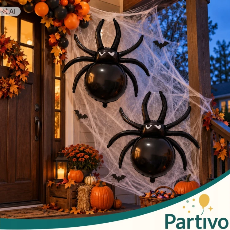 Balon Foliowy PAJĄK Czarny Duży Na Halloween OGROMNY Dekoracja 75 x 70 CM