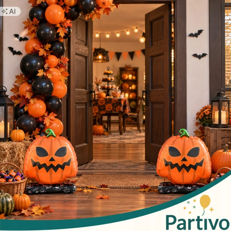 Balon Foliowy DYNIA Stojąca Pomarańczowa Duża Na Halloween Dekoracja 45 CM