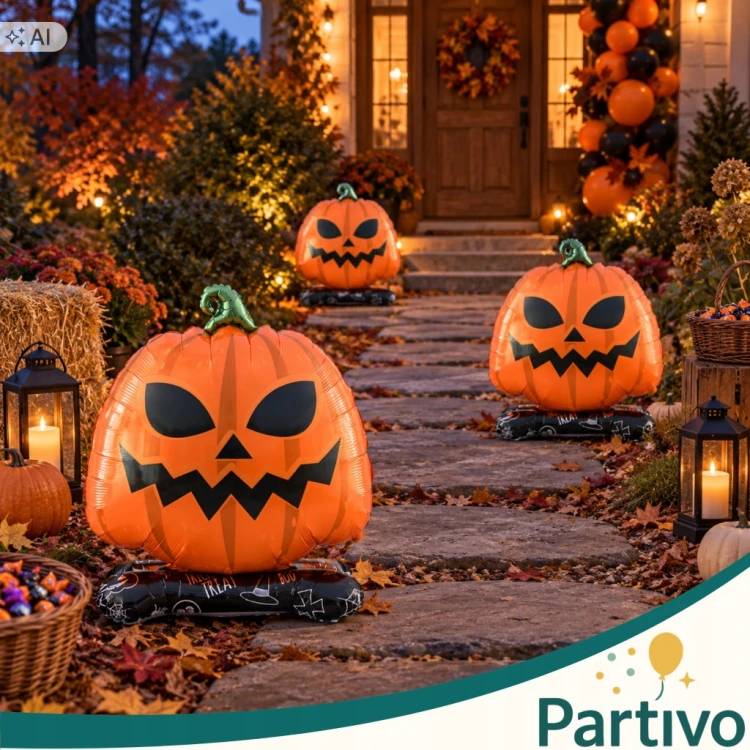 Balon Foliowy DYNIA Stojąca Pomarańczowa Duża Na Halloween Dekoracja 45 CM