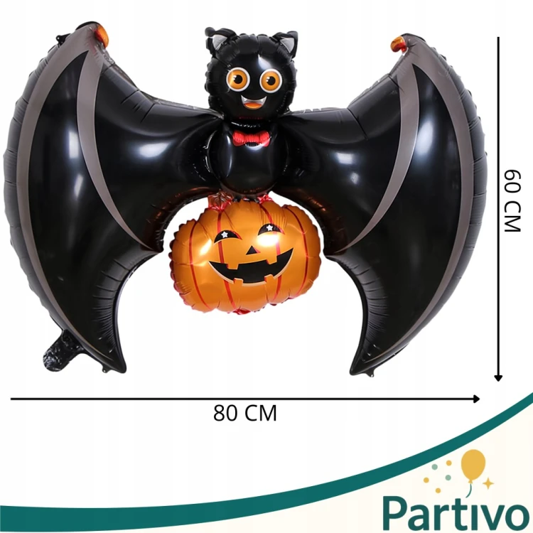 Balon Foliowy NIETOPERZ z Dynią Duży Na Halloween OGROMNY Dynia 80 x 60 CM