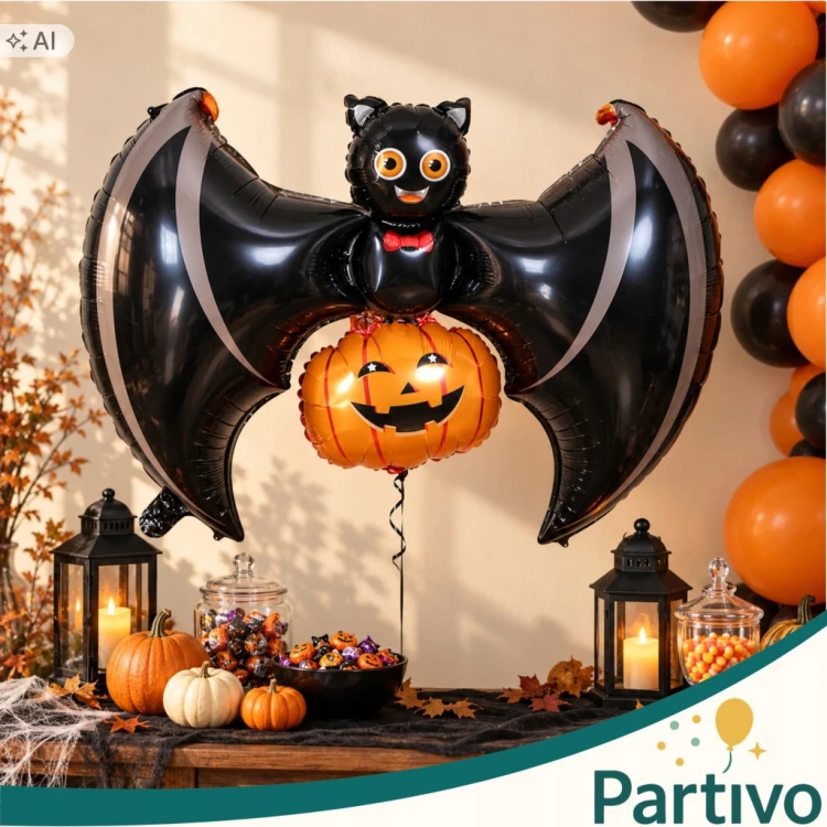 Balon Foliowy NIETOPERZ z Dynią Duży Na Halloween OGROMNY Dynia 80 x 60 CM