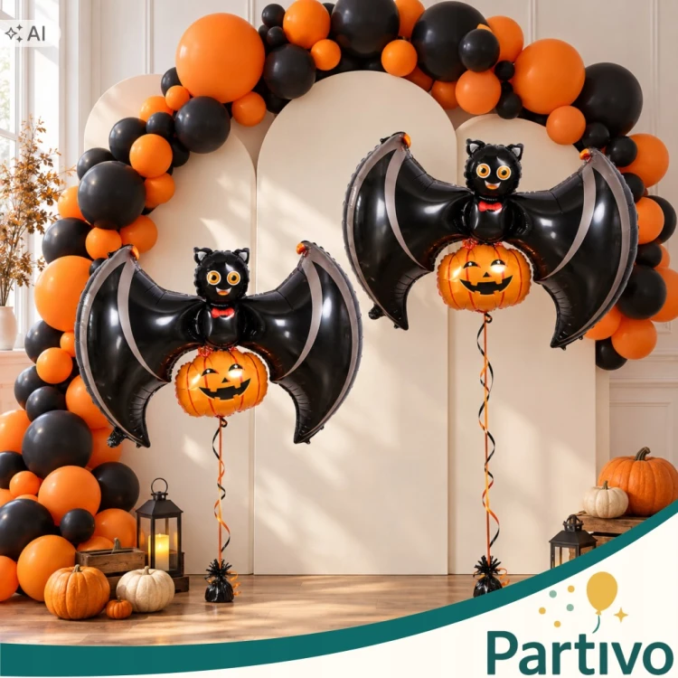 Balon Foliowy NIETOPERZ z Dynią Duży Na Halloween OGROMNY Dynia 80 x 60 CM