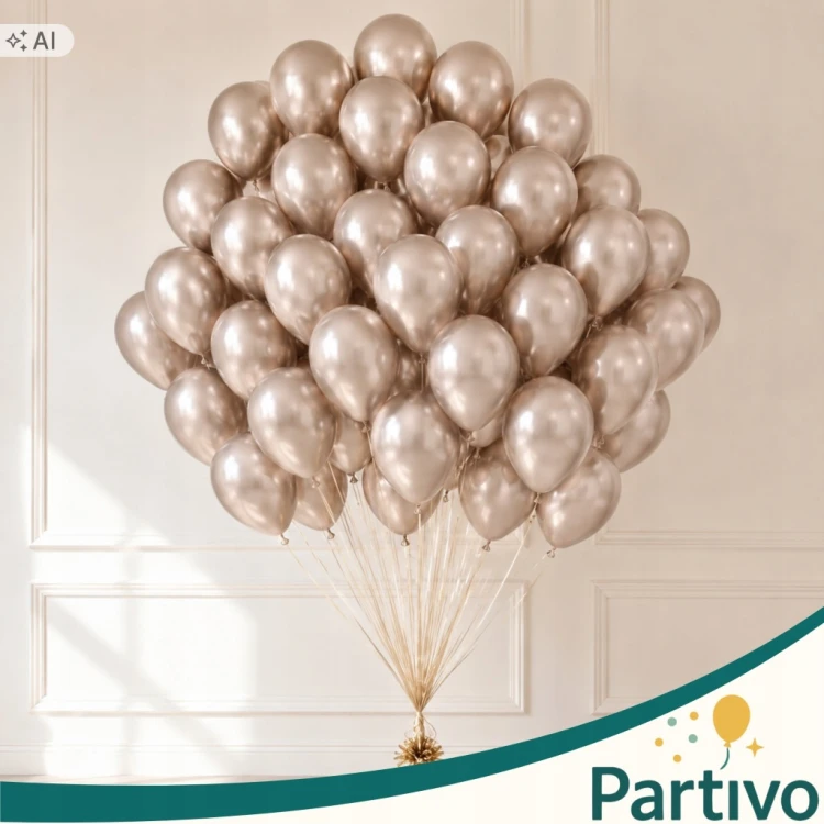 Balony Szampańskie Złoto Chrom Na Urodziny Ślub CHROMOWANE 30 cm 50 sztuk