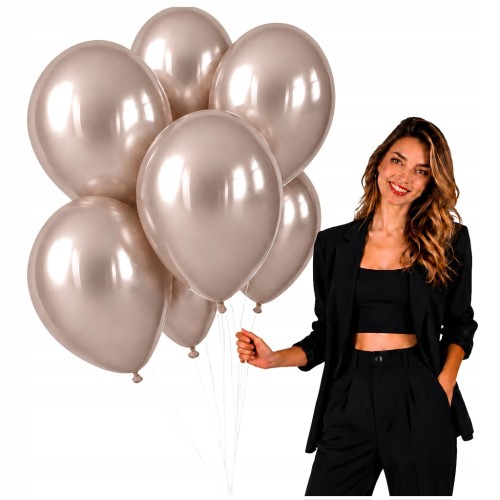 Balony Szampańskie Złoto CHROMOWANE 45cm URODZINOWE Duże Gigant 10 Sztuk