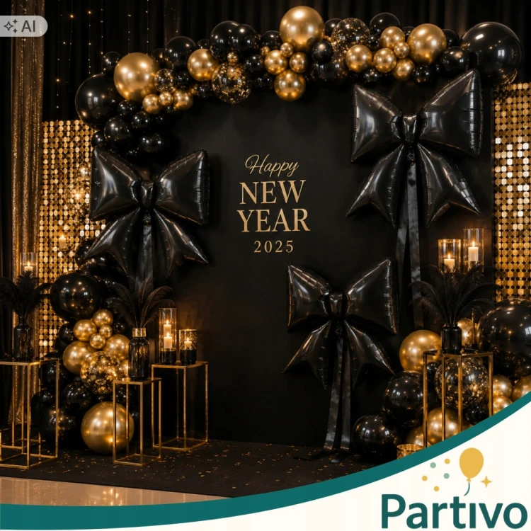 Czarna Kokarda BALON FOLIOWY kokardka 98CM Na Urodziny i Imprezy Duża XL