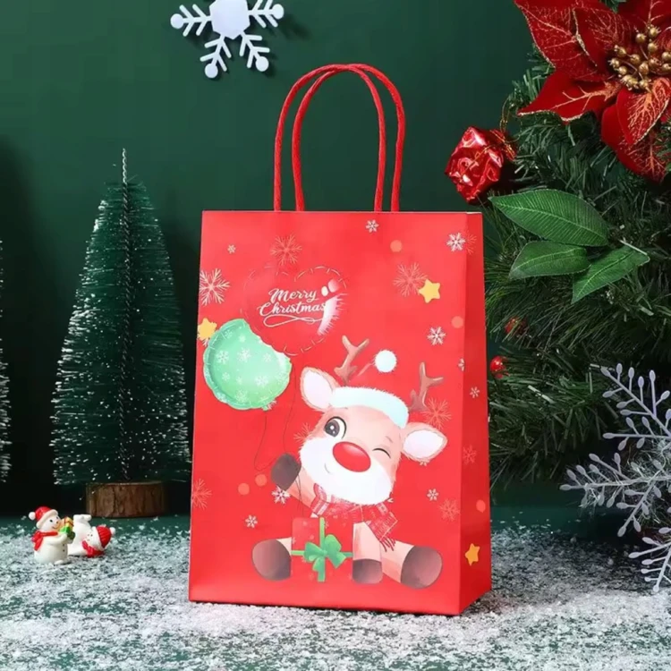 Torba PAPIEROWA PREZENTOWA ŚWIĄTECZNA na PREZENTY 6 SZT MIX 27x21x11 cm