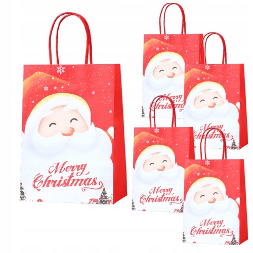 Torba papierowa prezentowa świąteczna z Mikołajem 27x21x11 cm – widok z dwóch stron