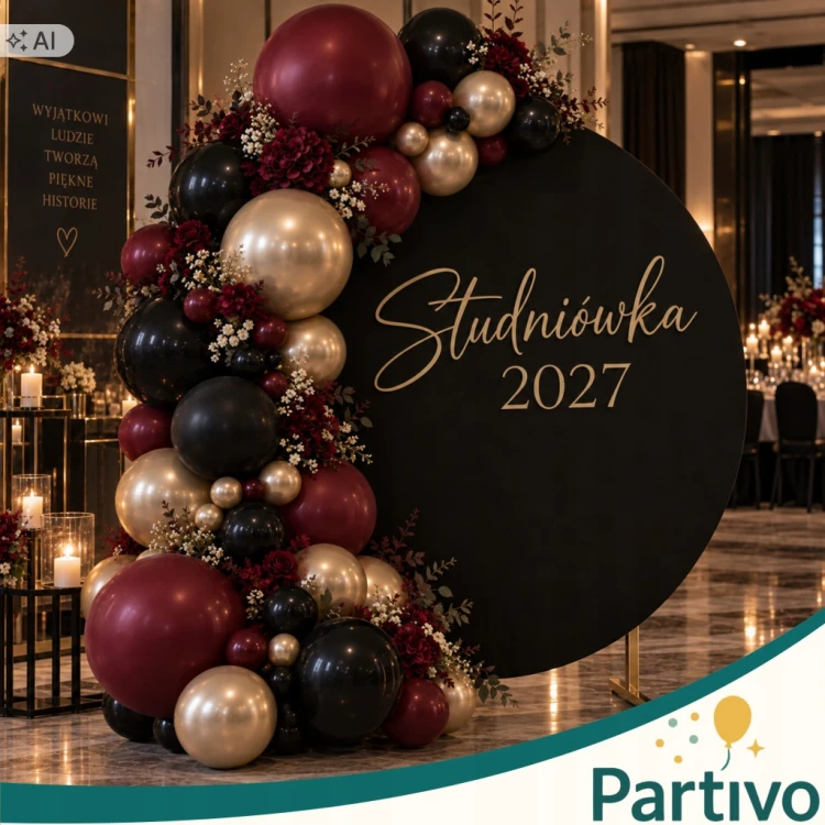 Stelaż Na Balony Koło z POKROWCEM CZARNY Tło Do Zdjęć Duży Impreza 2M