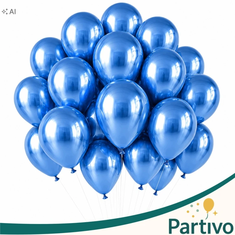 Balony Niebieskie CHROMOWANE 45cm URODZINOWE Na Urodziny Duże Gigant 10 szt