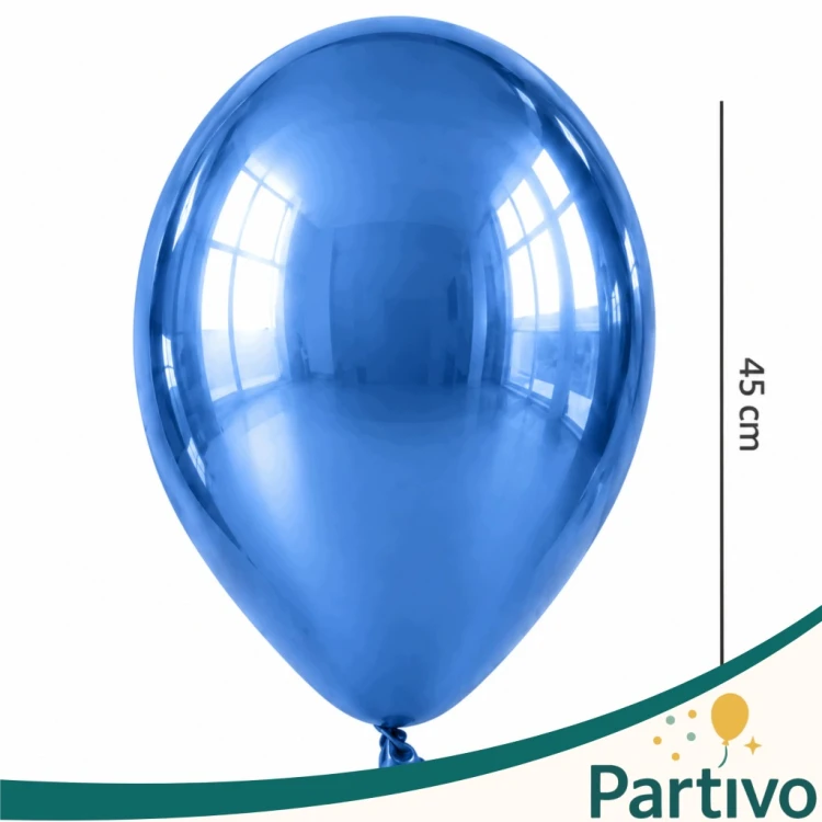 Balony Niebieskie CHROMOWANE 45cm URODZINOWE Na Urodziny Duże Gigant 10 szt