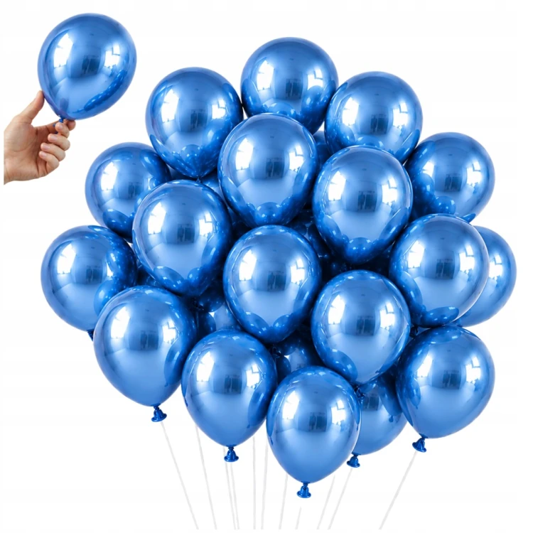 Balony NIEBIESKIE Chromowane MINI MAŁE 13 cm 50 szt ZESTAW DO GIRLANDY
