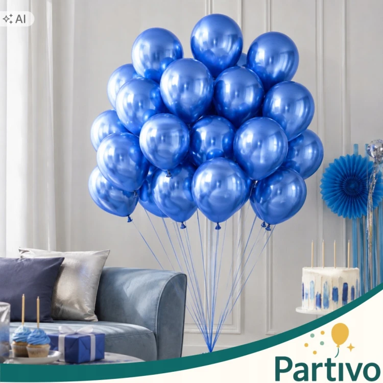 Balony NIEBIESKIE Chromowane MINI MAŁE 13 cm 50 szt ZESTAW DO GIRLANDY