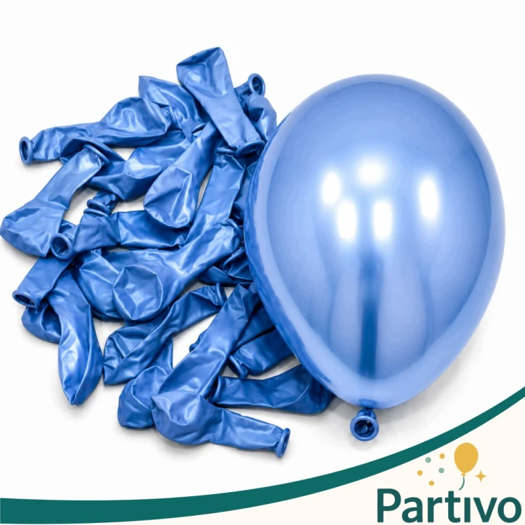 Balony NIEBIESKIE Chromowane MINI MAŁE 13 cm 50 szt ZESTAW DO GIRLANDY