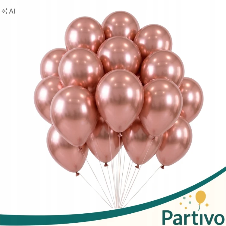 Balony Różowe ZŁOTO CHROM 45cm ŚLUB I WESELE Na Urodziny Duże Gigant 10 Szt