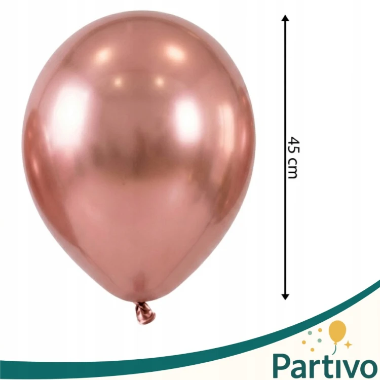 Balony Różowe ZŁOTO CHROM 45cm ŚLUB I WESELE Na Urodziny Duże Gigant 10 Szt