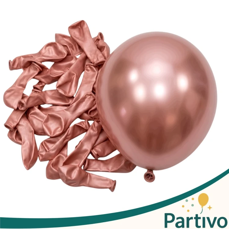 Balony Różowe ZŁOTO CHROM 45cm ŚLUB I WESELE Na Urodziny Duże Gigant 10 Szt
