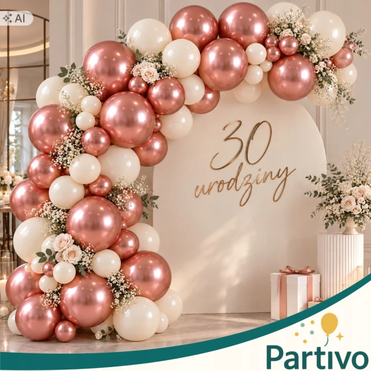 BALONY Różowe Złoto MINI MAŁE 13cm WESELE Rose Gold 50sz Zestaw do GIRLANDY