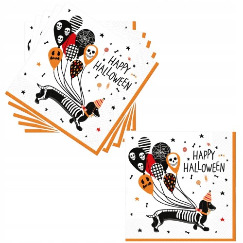 SERWETKI papierowe Białe Pajęczyna Duchy 20 sztuk 33 x 33 cm HALLOWEEN
